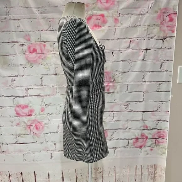 Abercrombie & Fitch Women's Long Sleeve Black /White Gingham Plaid Dress XS NWT - Picture 6 of 12